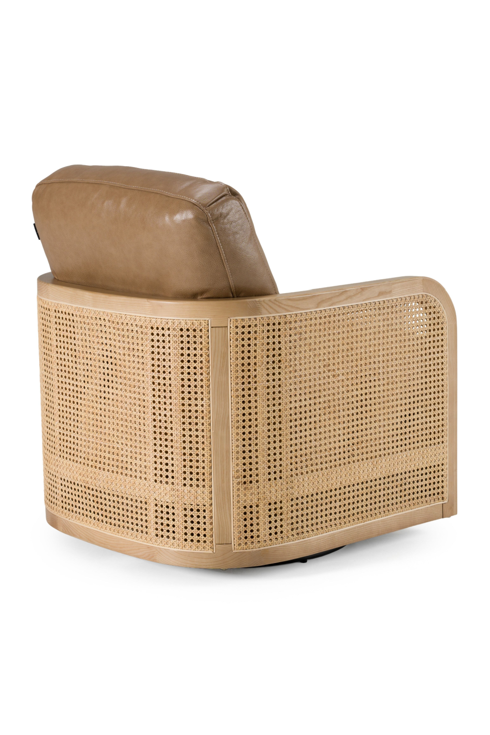 Tan Leather Wicker Swivel Chair | OROA Modern Danson | Oroa.com