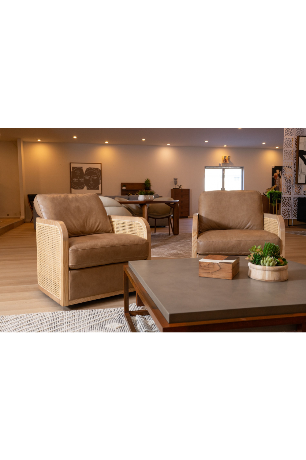 Tan Leather Wicker Swivel Chair | OROA Modern Danson | Oroa.com