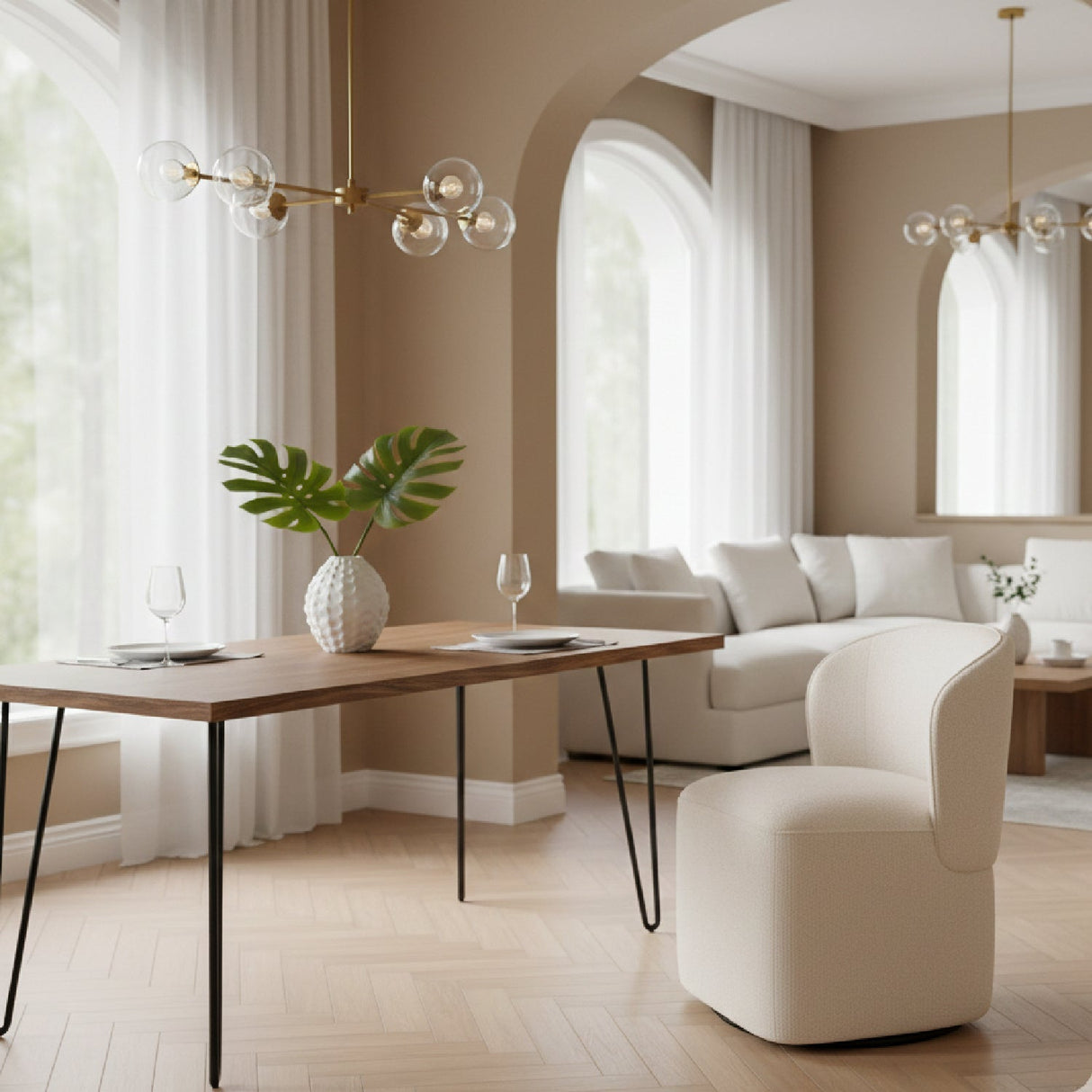 Fabric Swivel Dining Chair – Souza – angled view