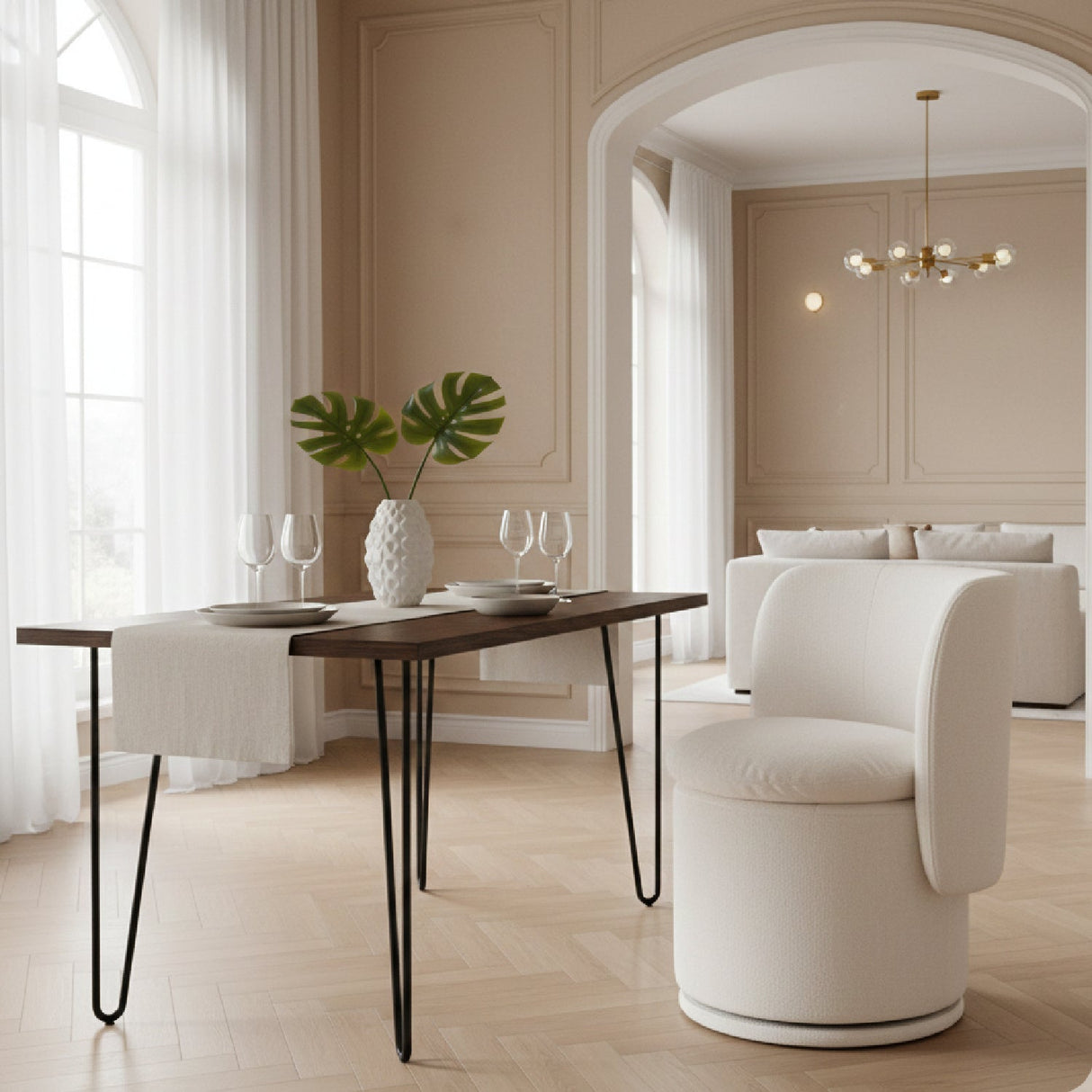 Round Swivel Dining Chair – Norris – angled view