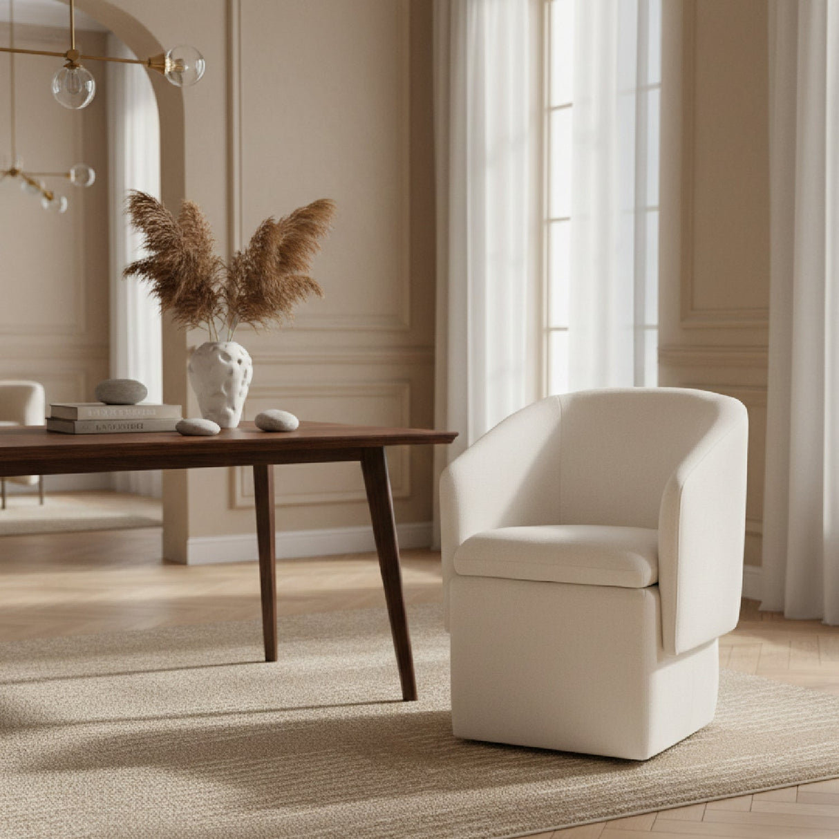 Curved Wheeled Dining Chair – Tassell – alternate view 12