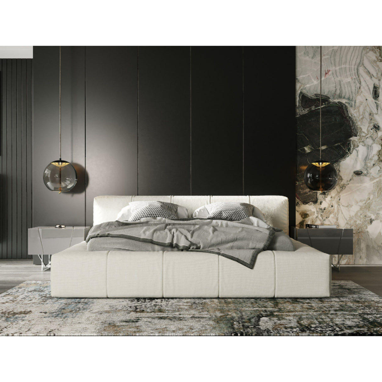Channel-Tufted Cream Bed – Lamont – alternate view 7