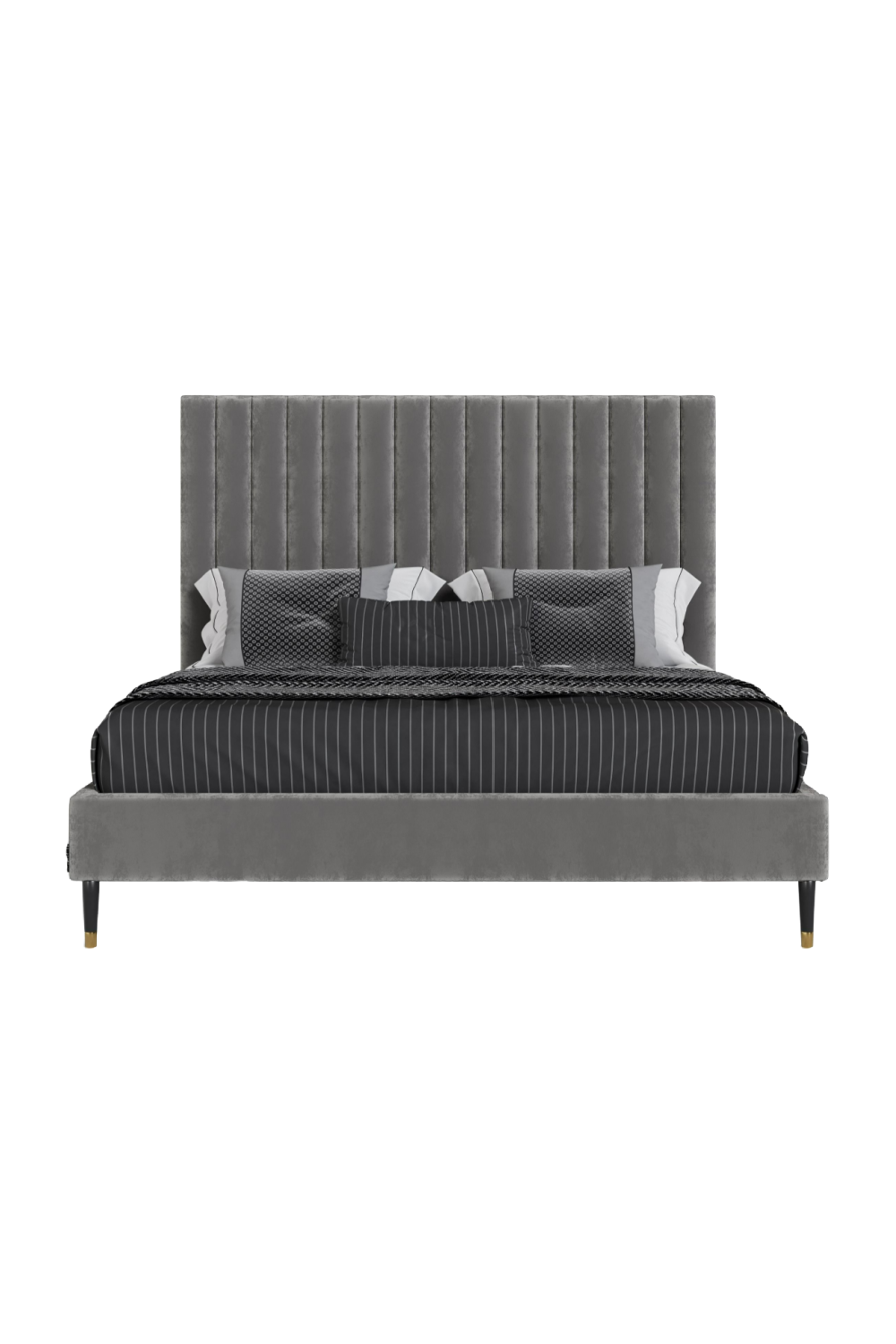 Gray Velvet Channel-Tufted Bed | OROA Modern Hemlock | Oroa.com