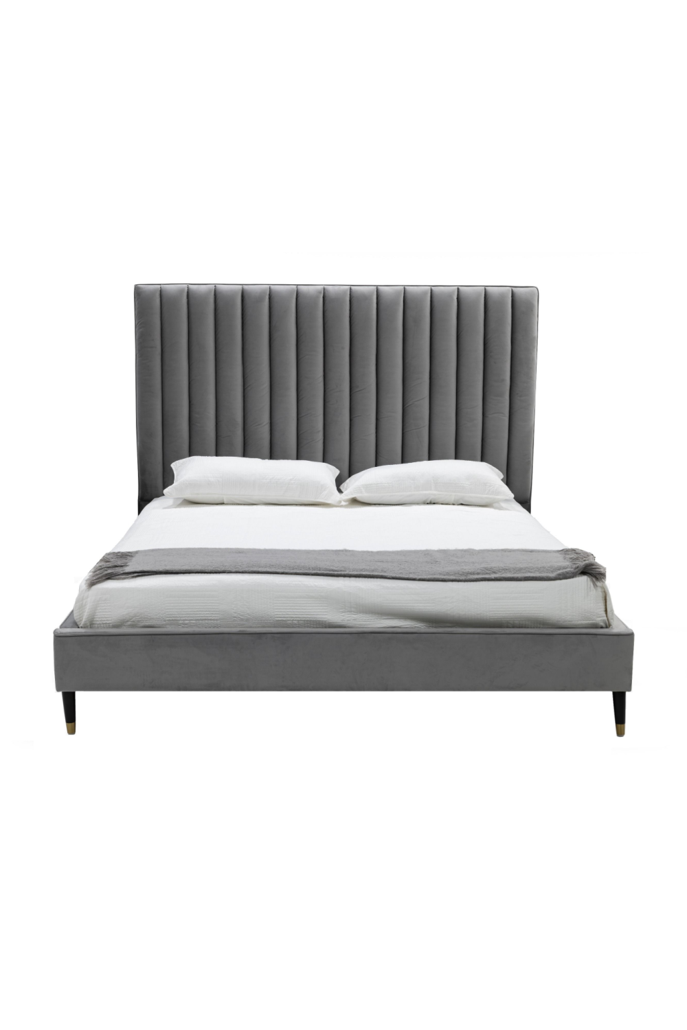 Gray Velvet Channel-Tufted Bed | Oroa.com