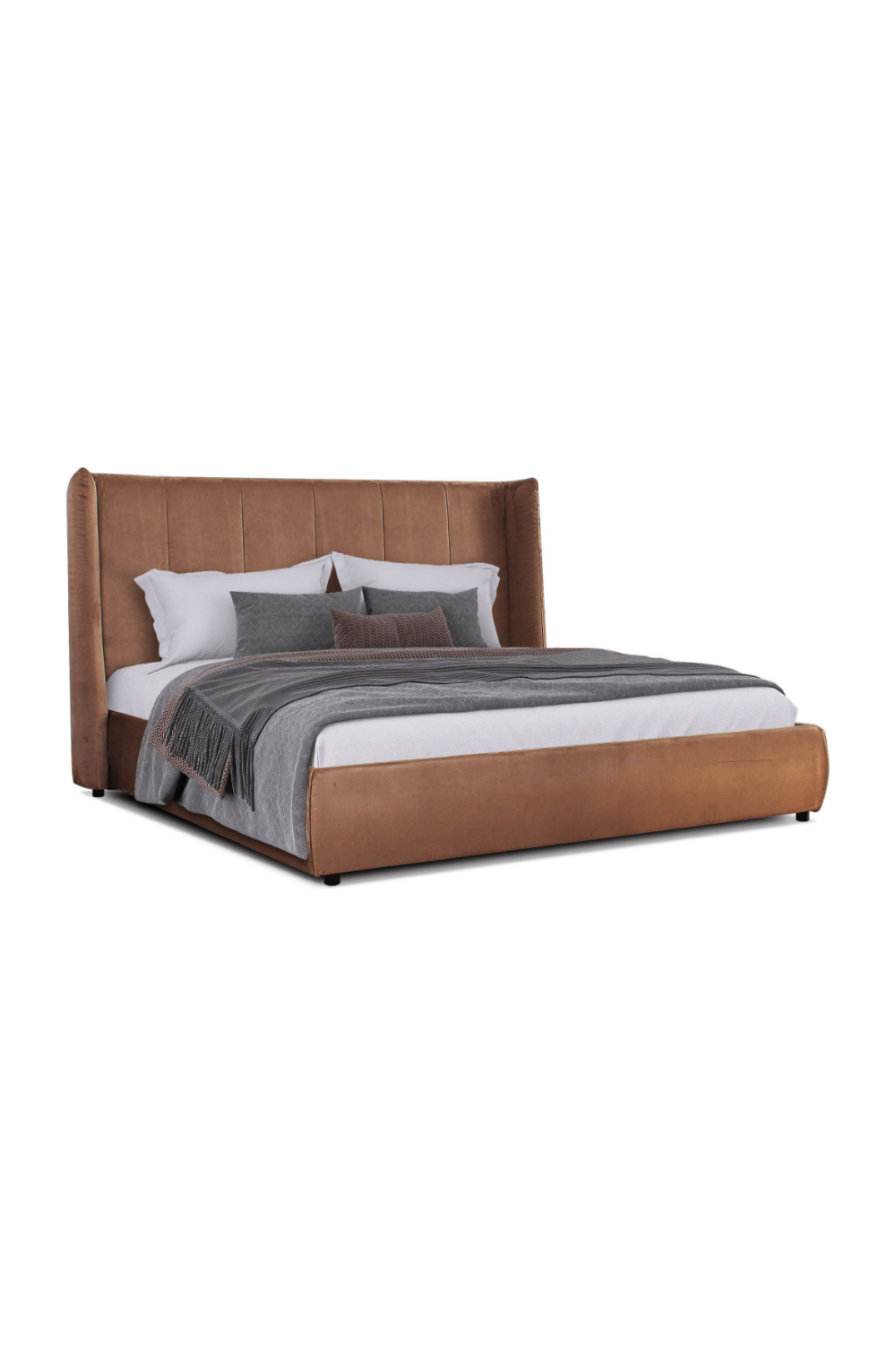 Orange Velvet Bed | OROA Modern Emilia | Oroa.com