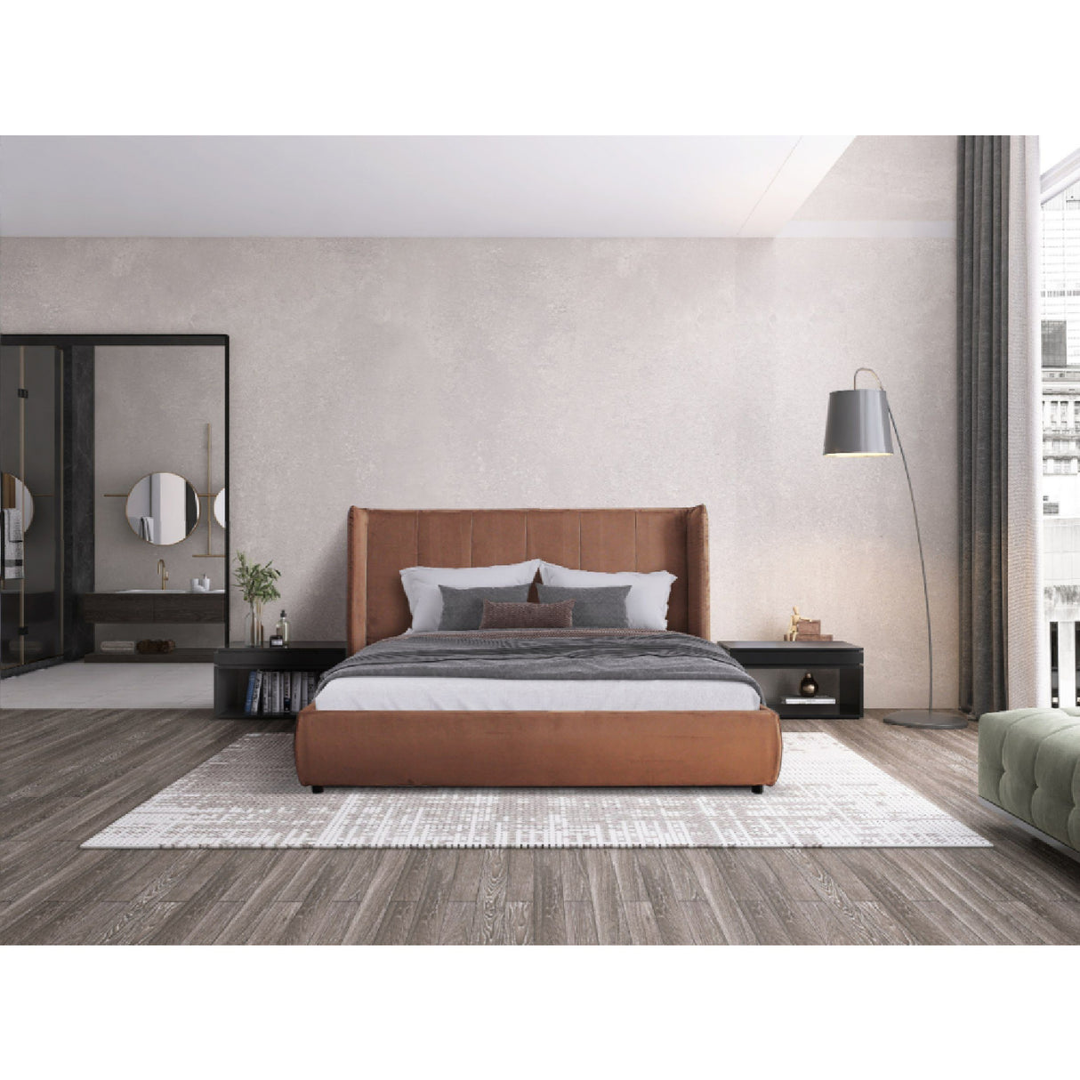 Orange Velvet Bed | OROA Modern Emilia | Oroa.com