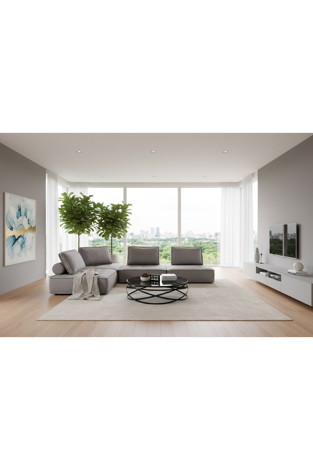 Gray Fabric 4-Piece Sectional Sofa | OROA Modern Nolden | Oroa.com