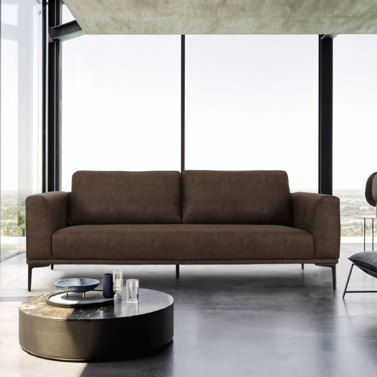 Brown Fabric Sofa – Jada – angled view