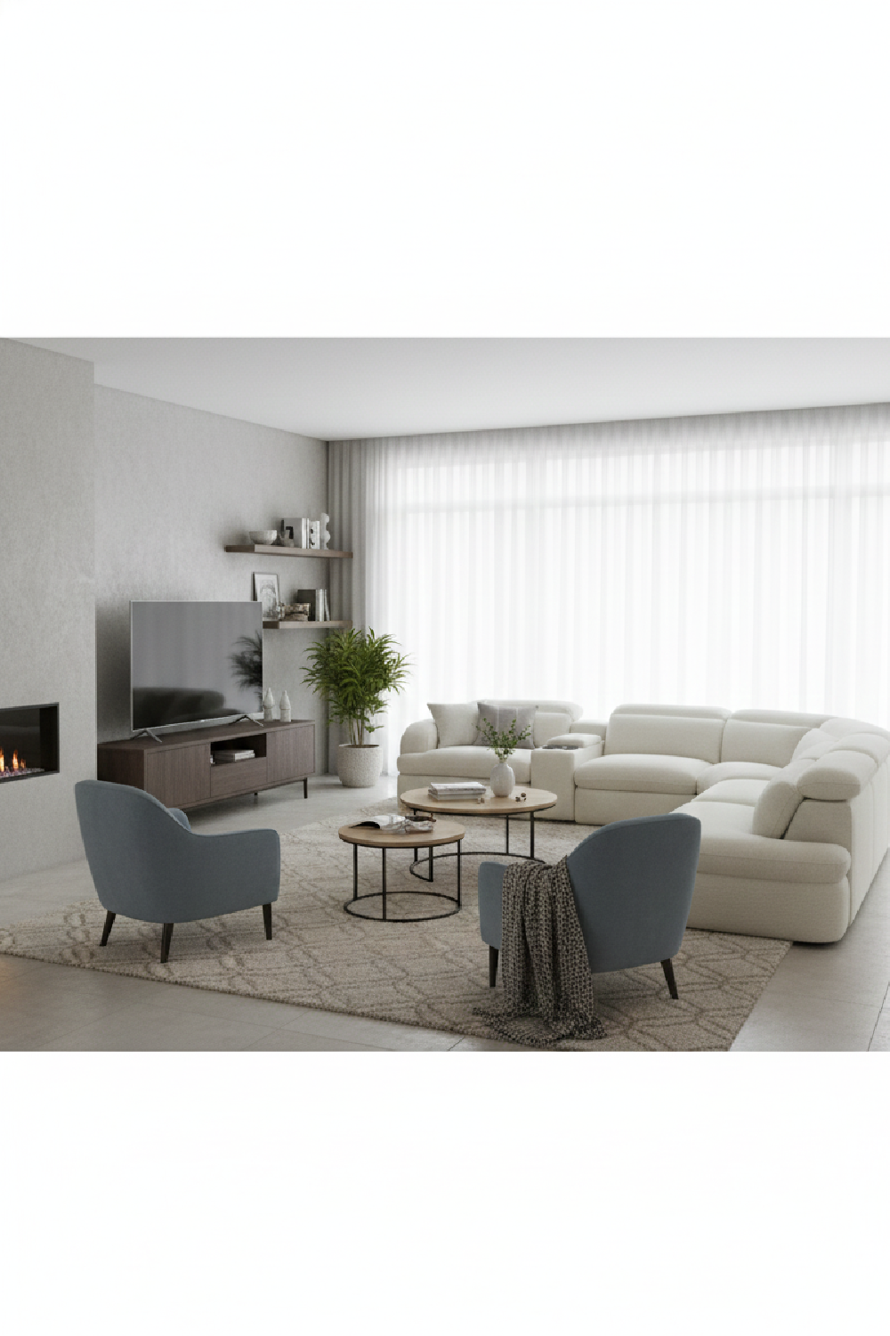 White L-Shaped Recliner Sectional Sofa | Oroa.com