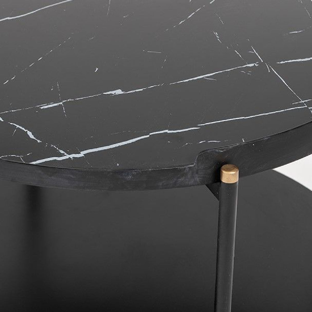 Black Marble 2-Tier Round Coffee Table | OROA Modern Randal