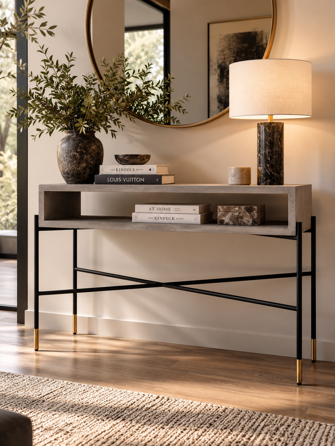 Concrete Open-Shelf Console Table | OROA Modern Walker