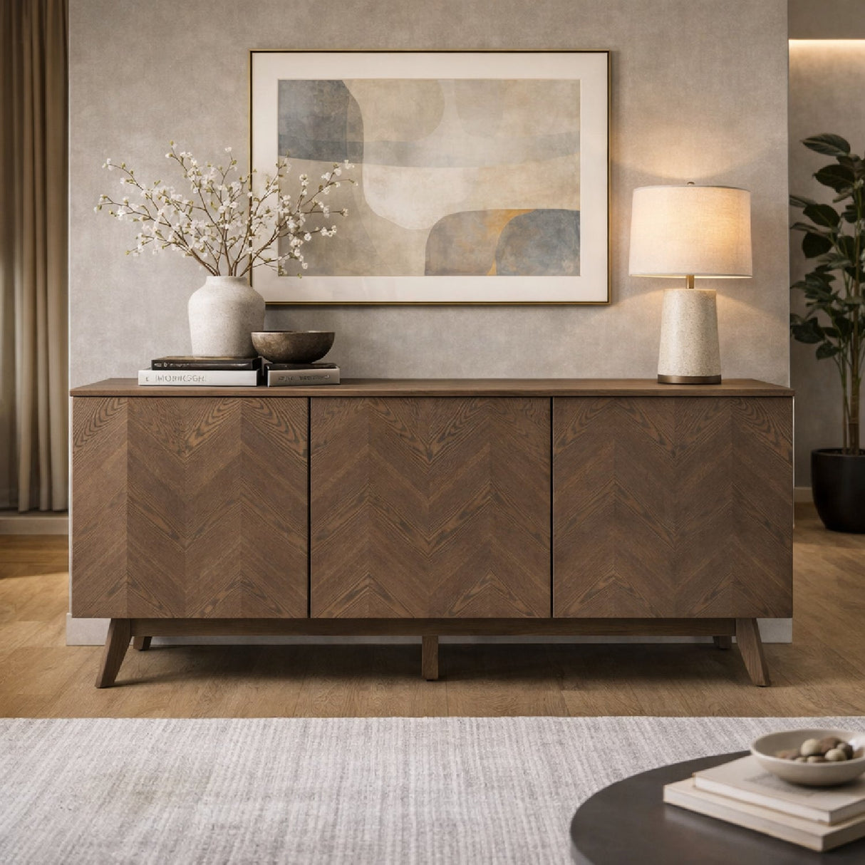 Wooden 3-Door Sideboard – Costello – angled view