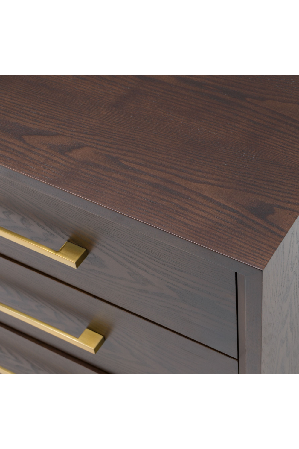 Brown Oak 3-Drawer Nightstand | Oroa.com