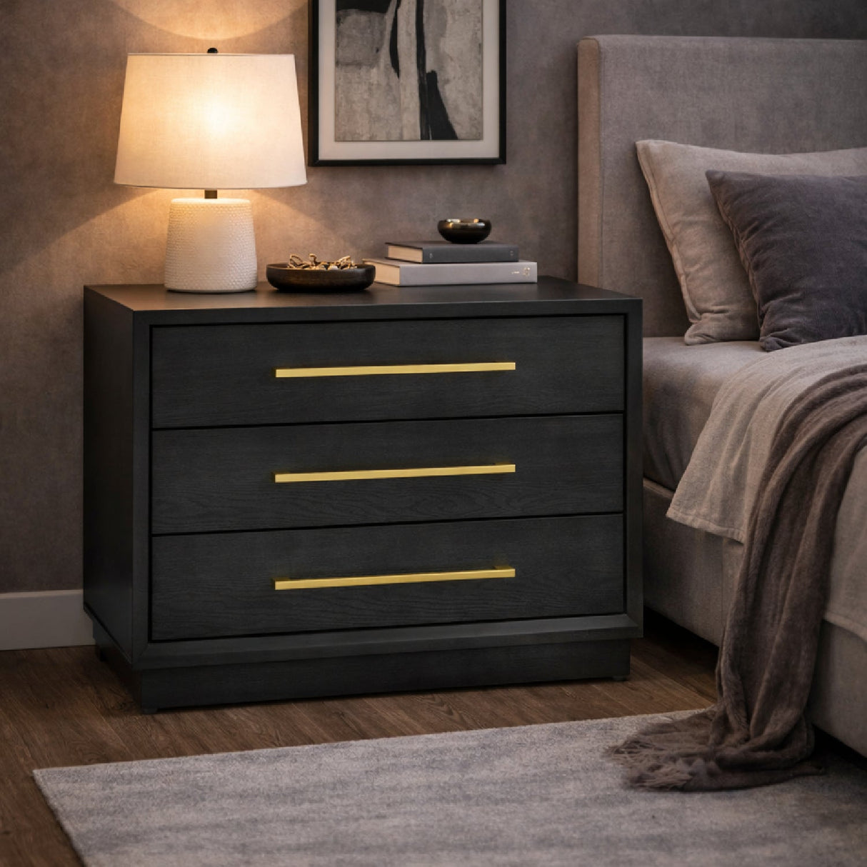 Wash Gray 2-Drawer Nightstand – Manhattan – angled view