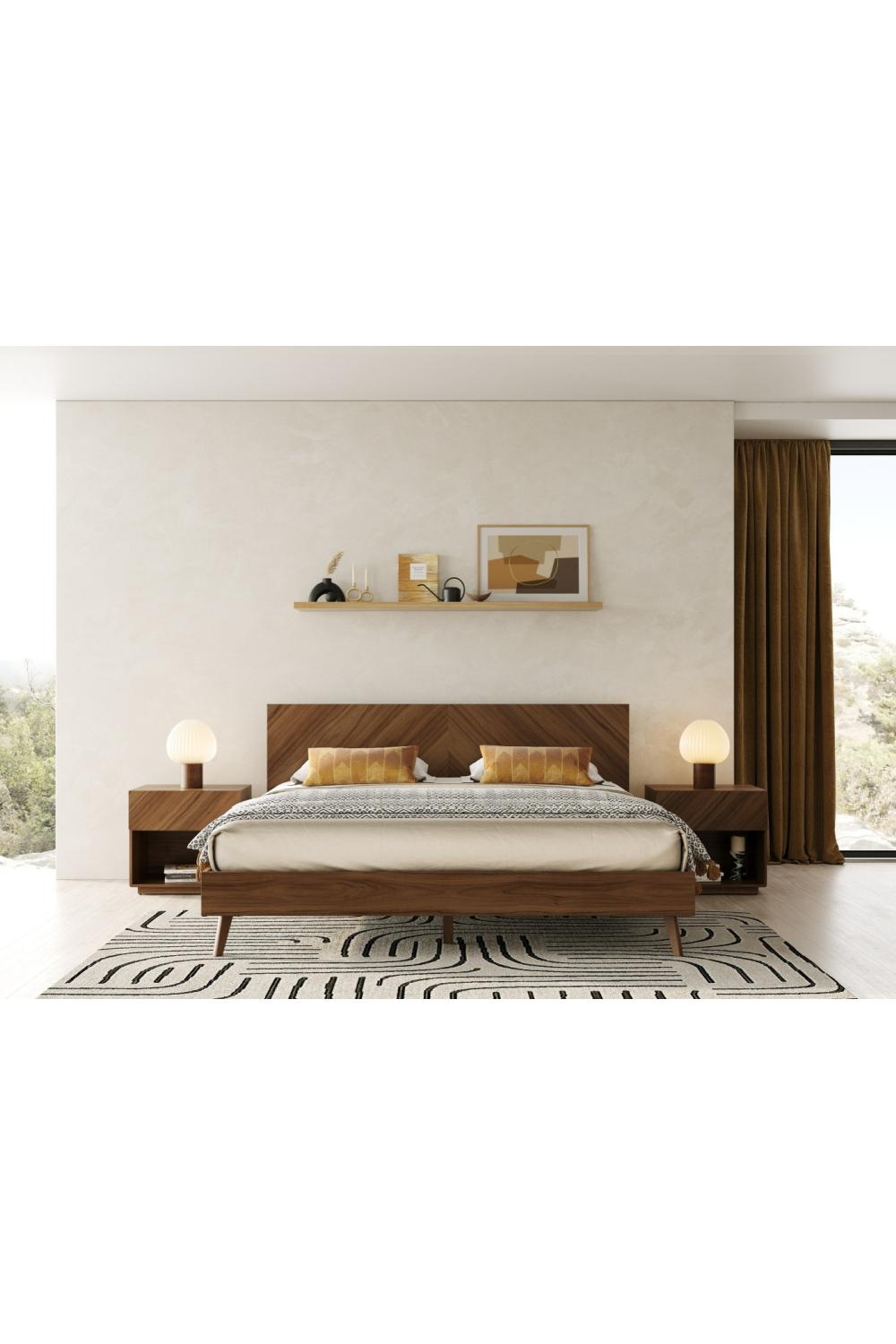 Walnut Veneer 1-Drawer Nightstand | OROA Modern Nova | Oroa.com
