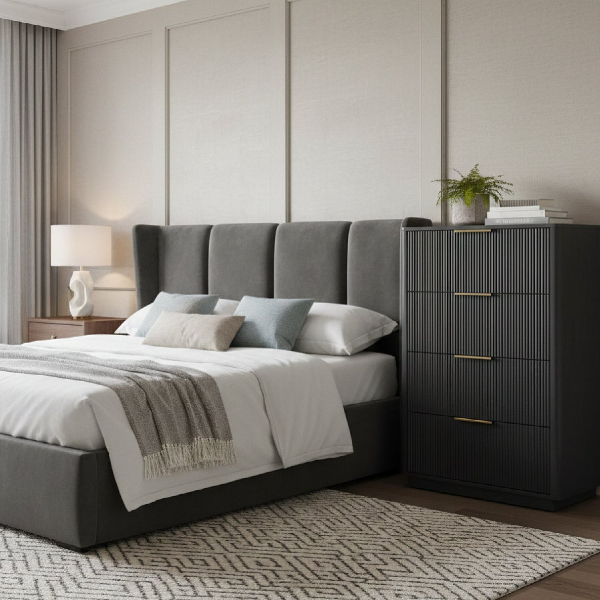 Reeded Wood 4-Drawer Chest | OROA Modern Santa Monica | Oroa.com