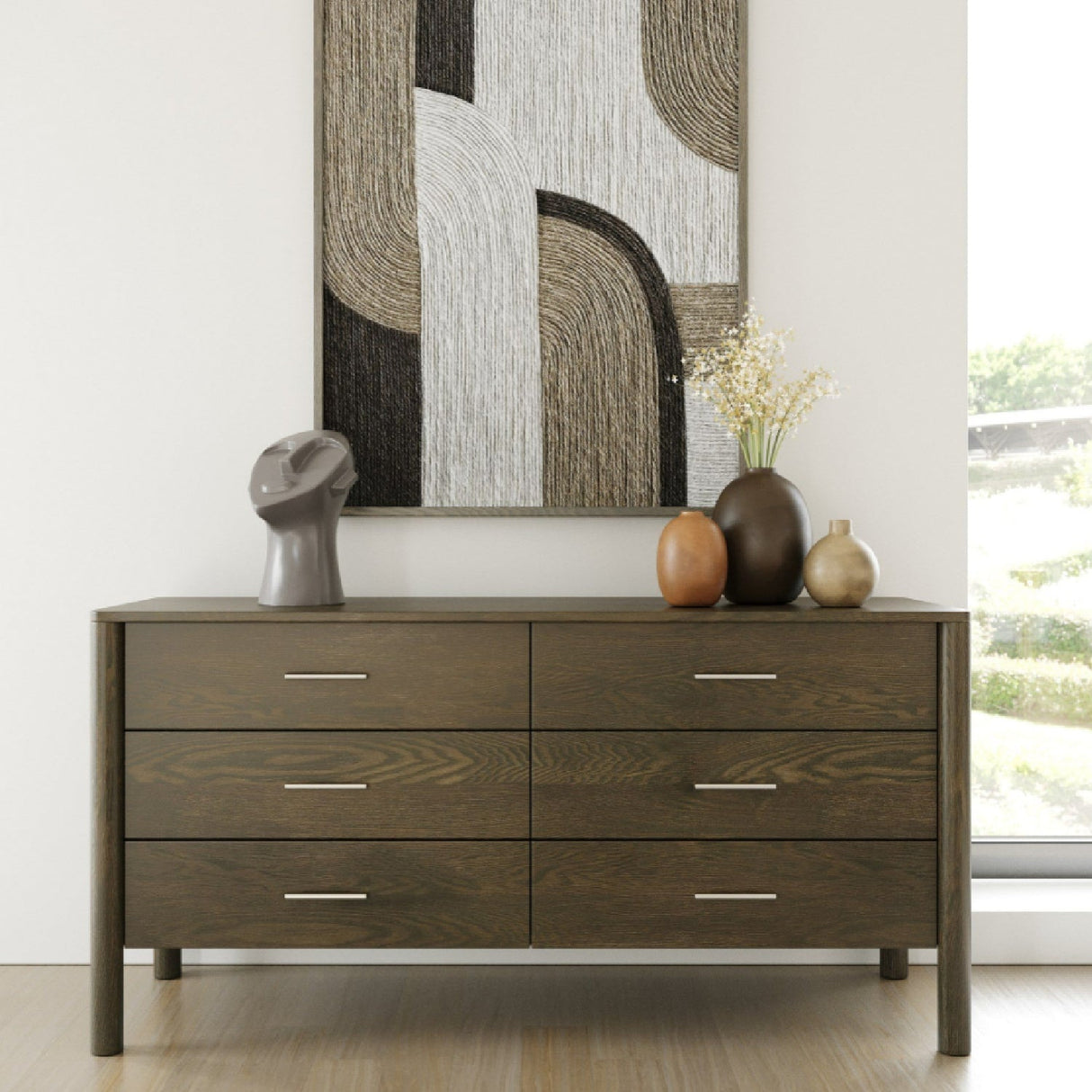 Solid Wood 6-Drawer Dresser – Carolina – angled view