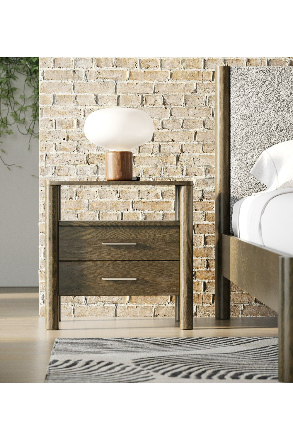 Solid Wood 2-Drawer Nightstand | OROA Modern Carolina | Oroa.com