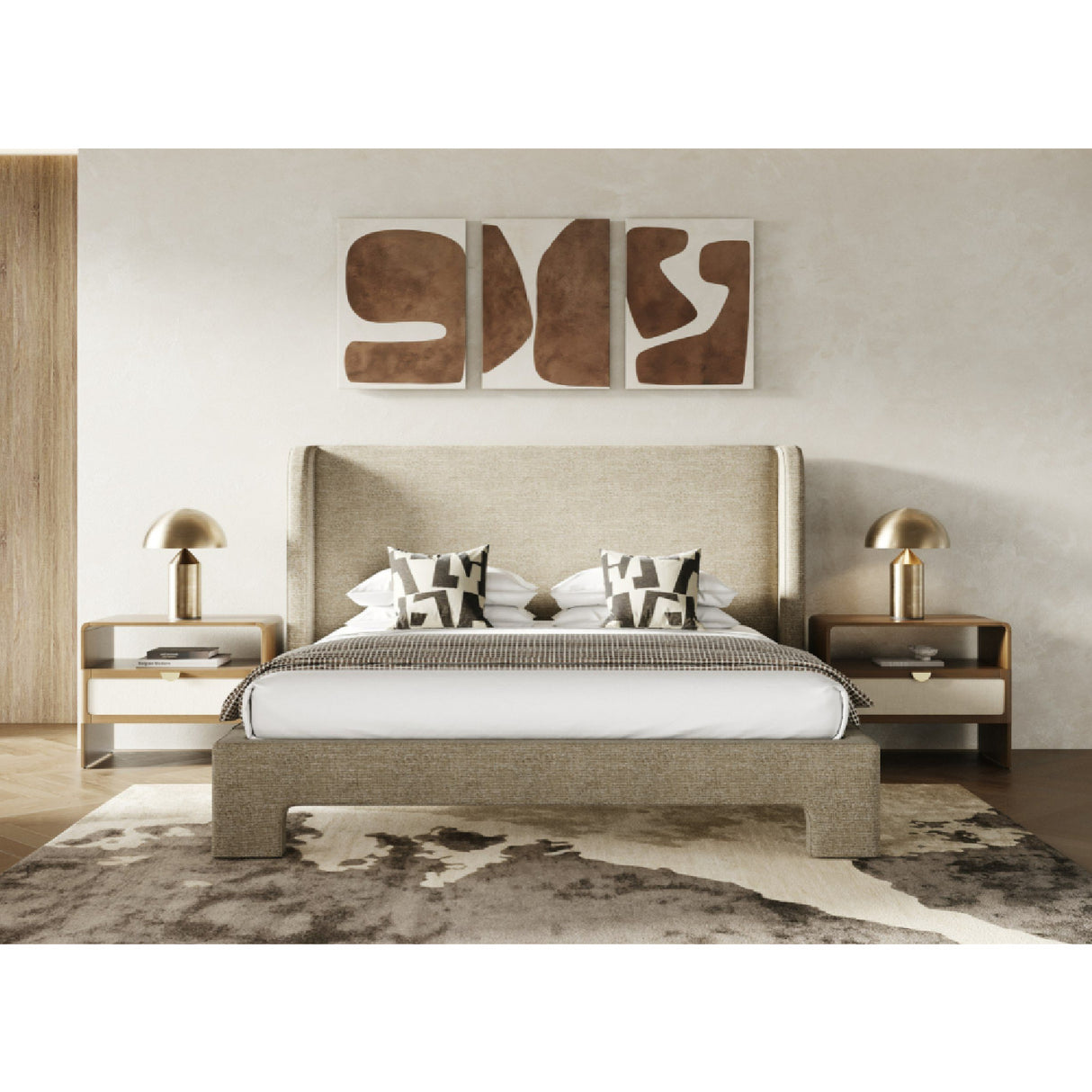 Beige Fabric Bed | OROA Modern Emilio | Oroa.com