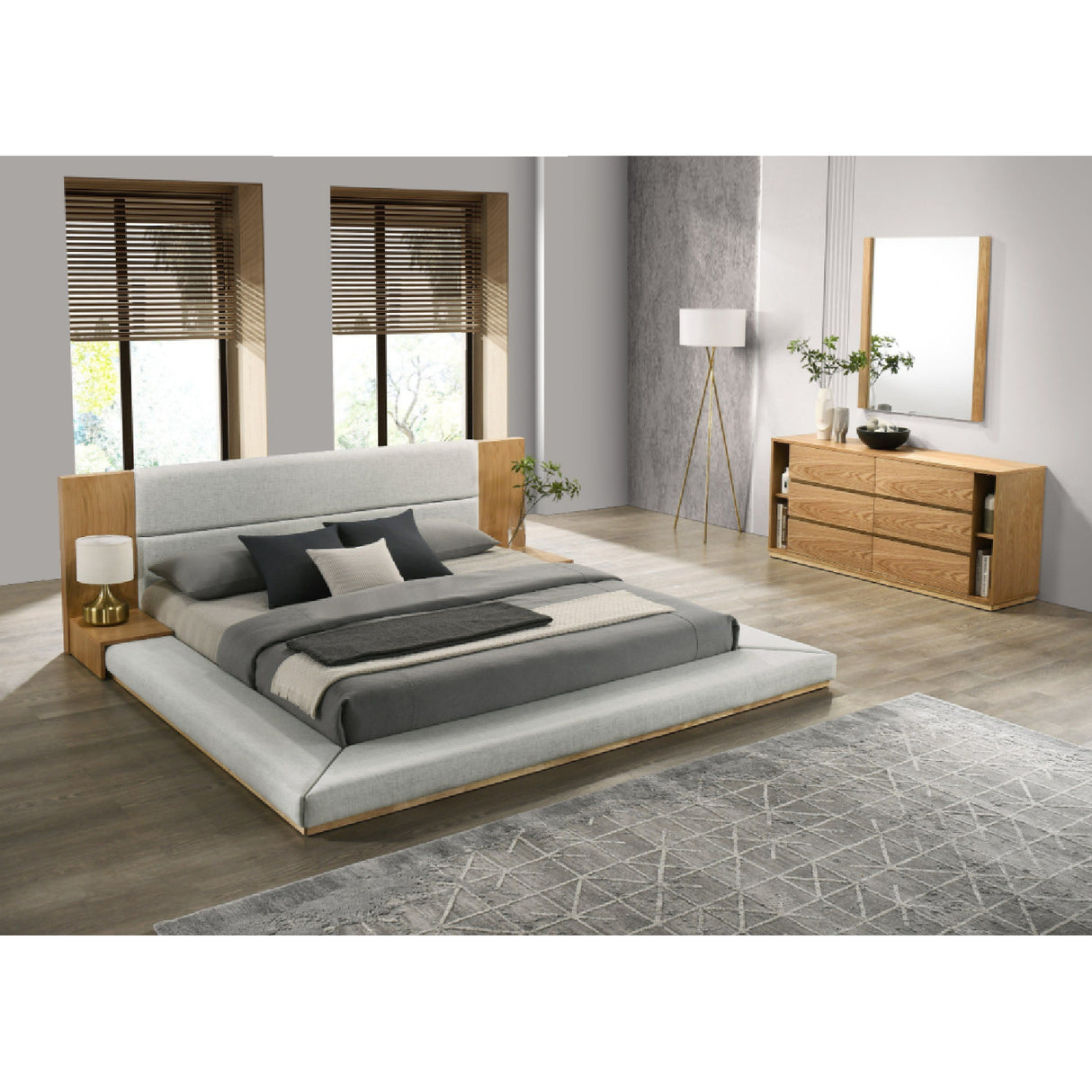 Natural Oak Queen Bed | OROA Modern Jagger | Oroa.com