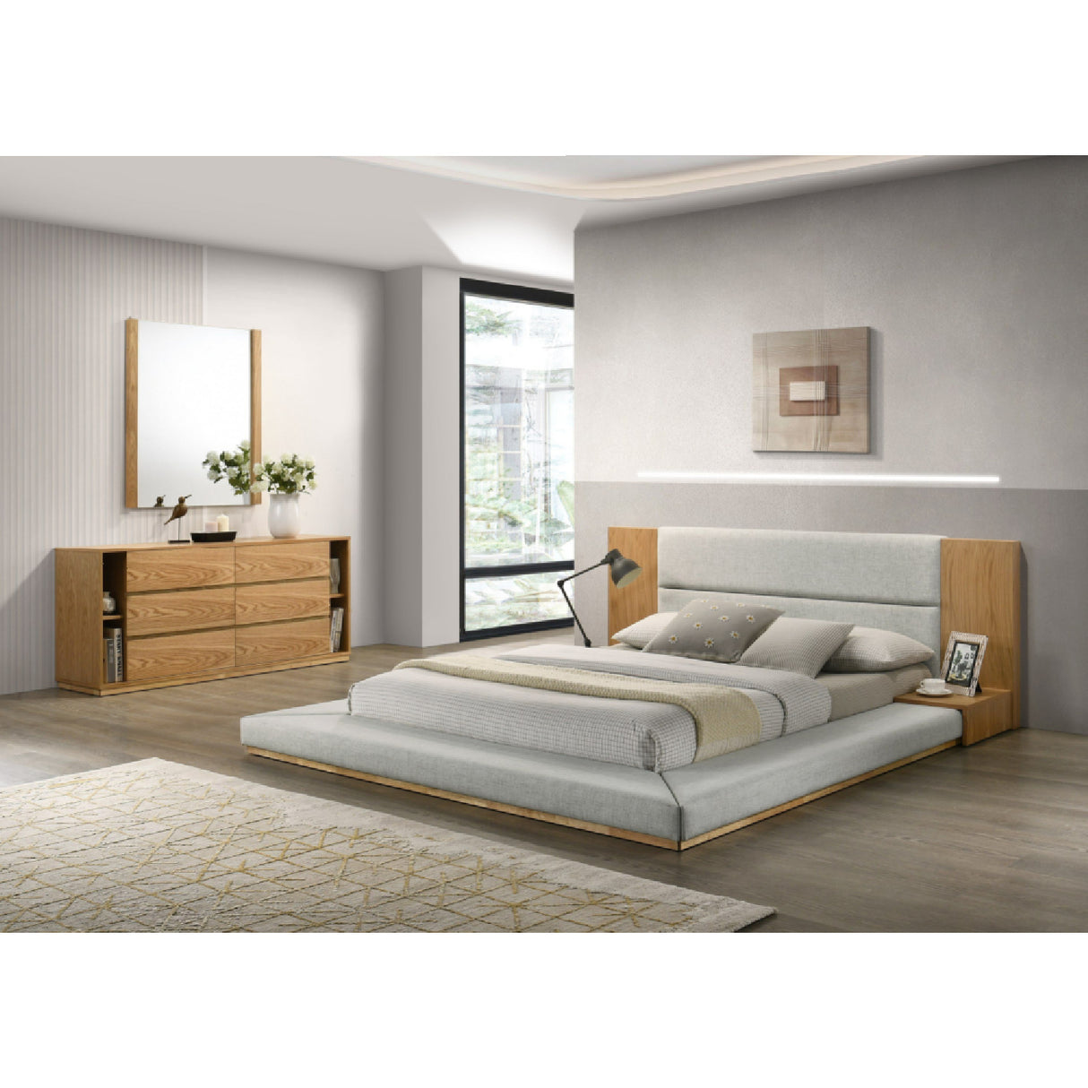 Natural Oak Queen Bed | OROA Modern Jagger | Oroa.com