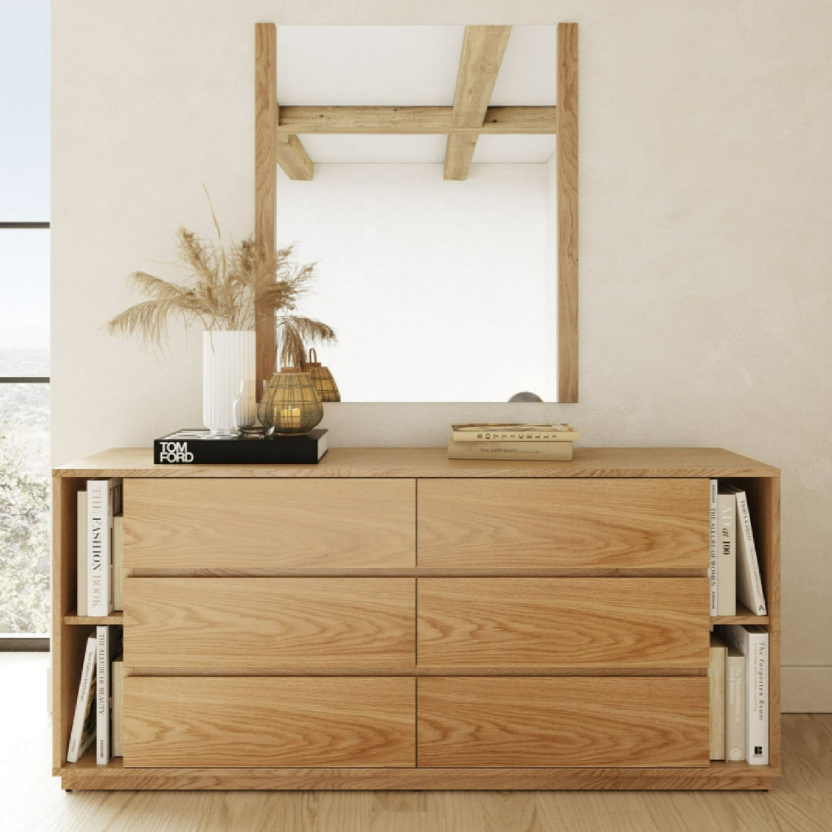 Natural Oak 6-Drawer Dresser – Jagger – angled view