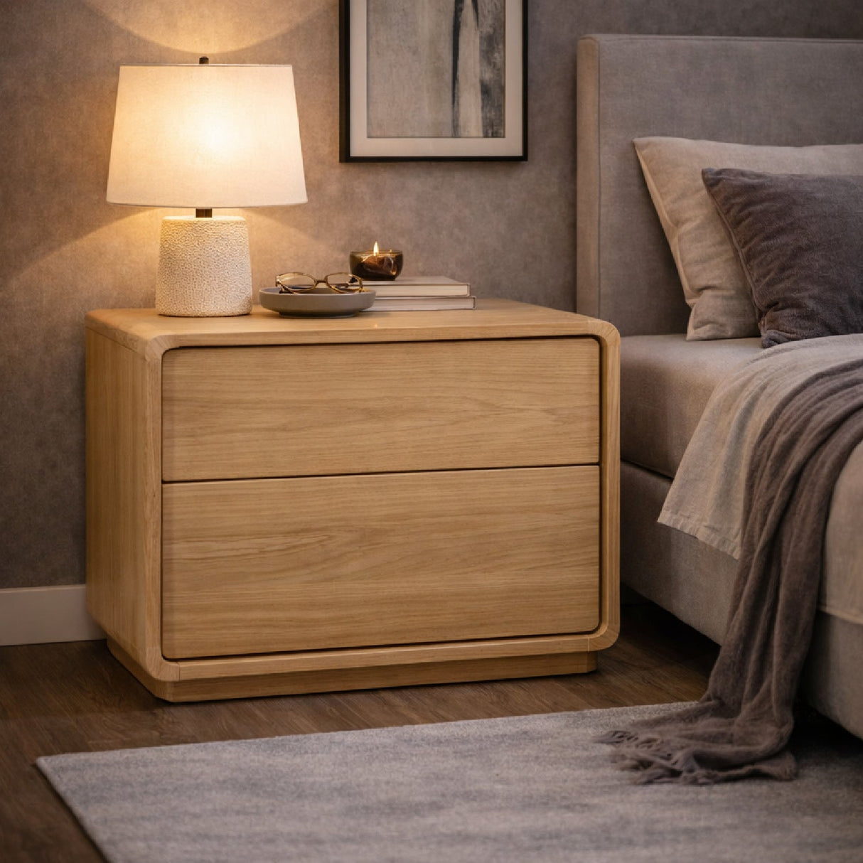 Solid Wood Nightstand – Dustin – angled view