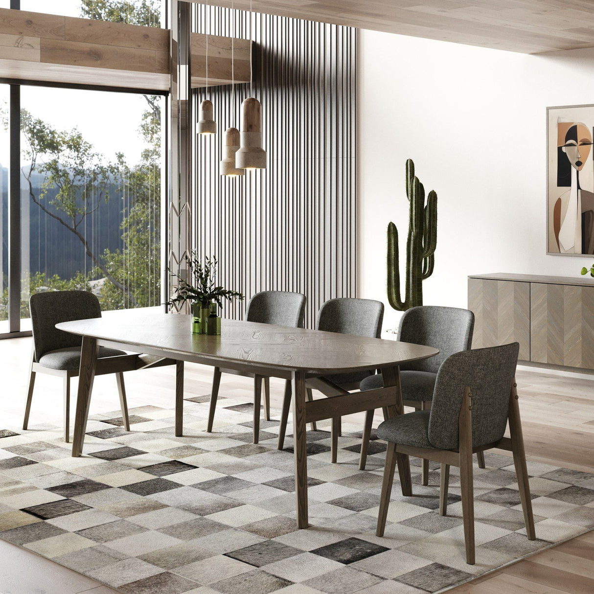 Solid Rubberwood Dining Table – Costello – angled view