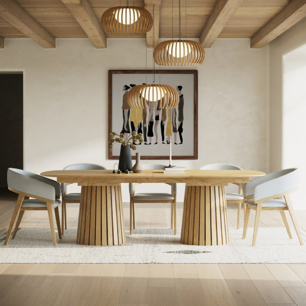 Extendable Oak Dining Table – Truman – angled view