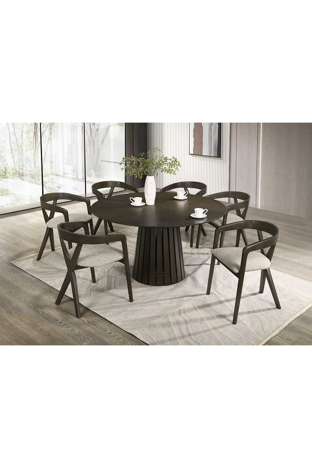 Wenge Veneer Round Dining Table | OROA Modern Weiss | Oroa.com