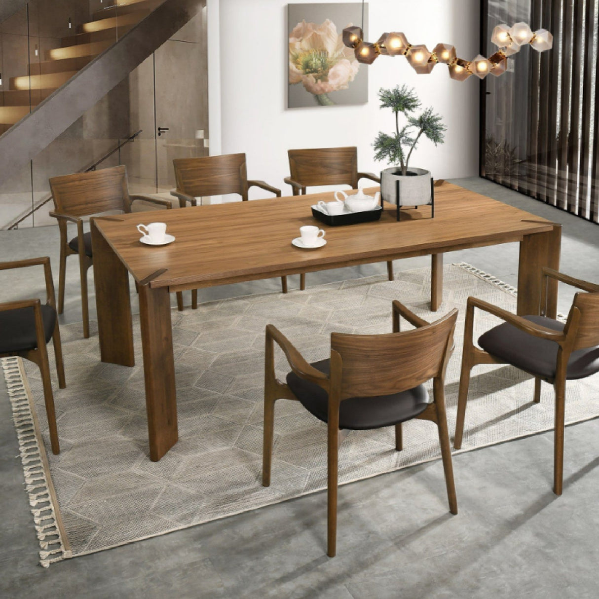 Modern European furniture - Walnut Rectangular Dining Table - www.oroa.com