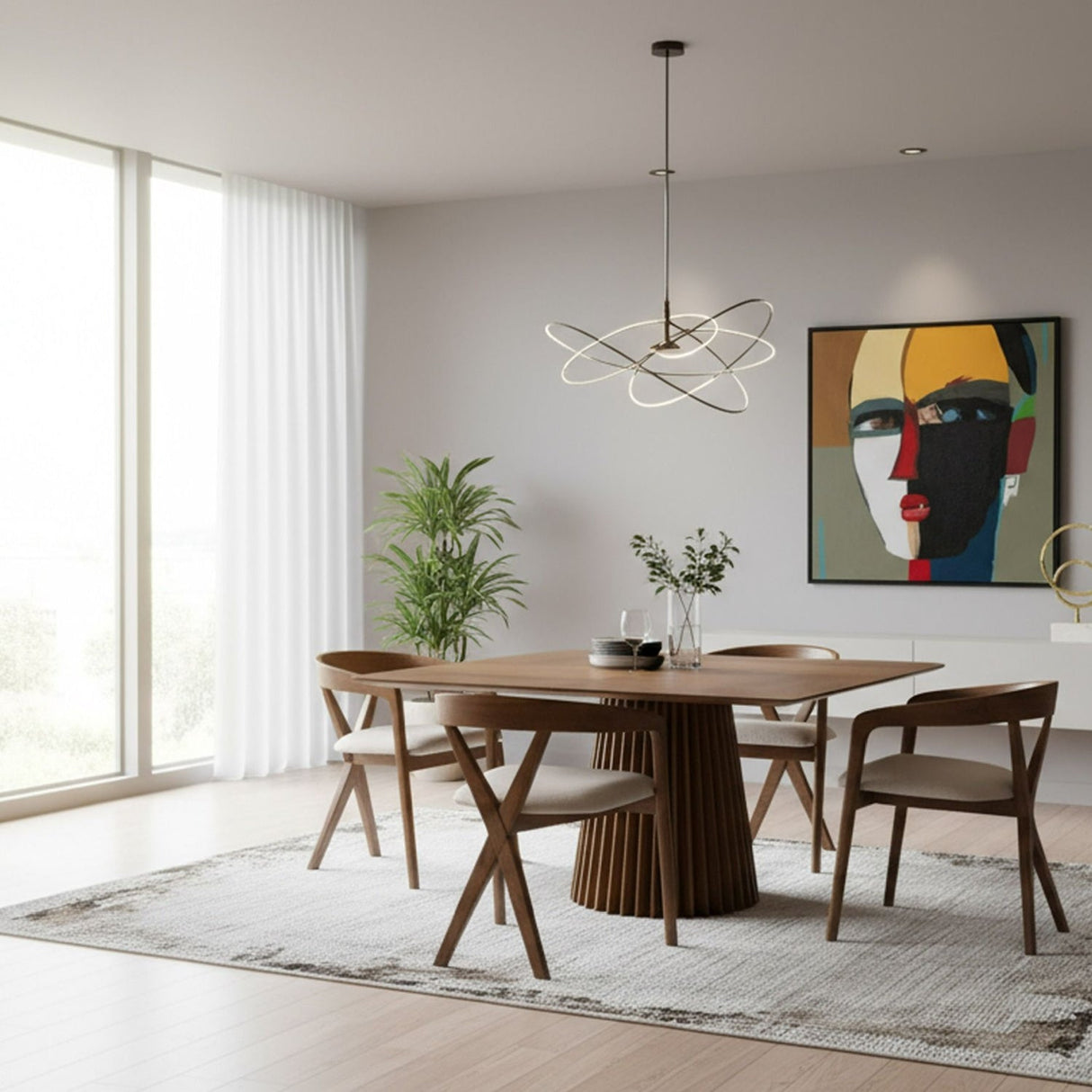 Square Walnut Dining Table – Platte – angled view