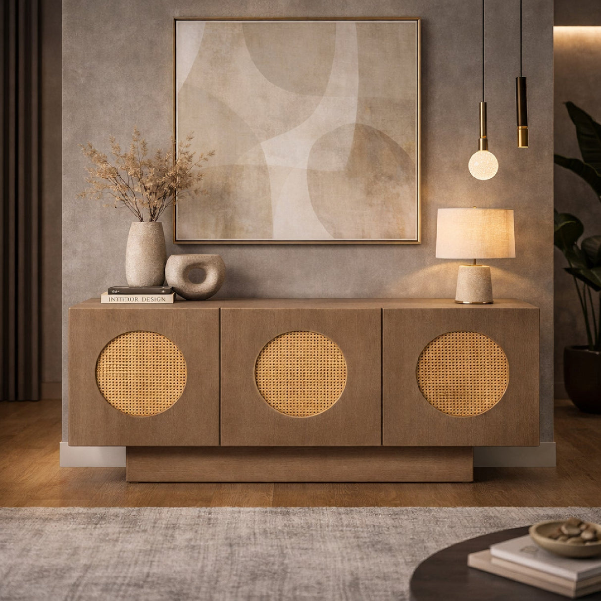 White Oak 3-Door Sideboard – Oshana – angled view