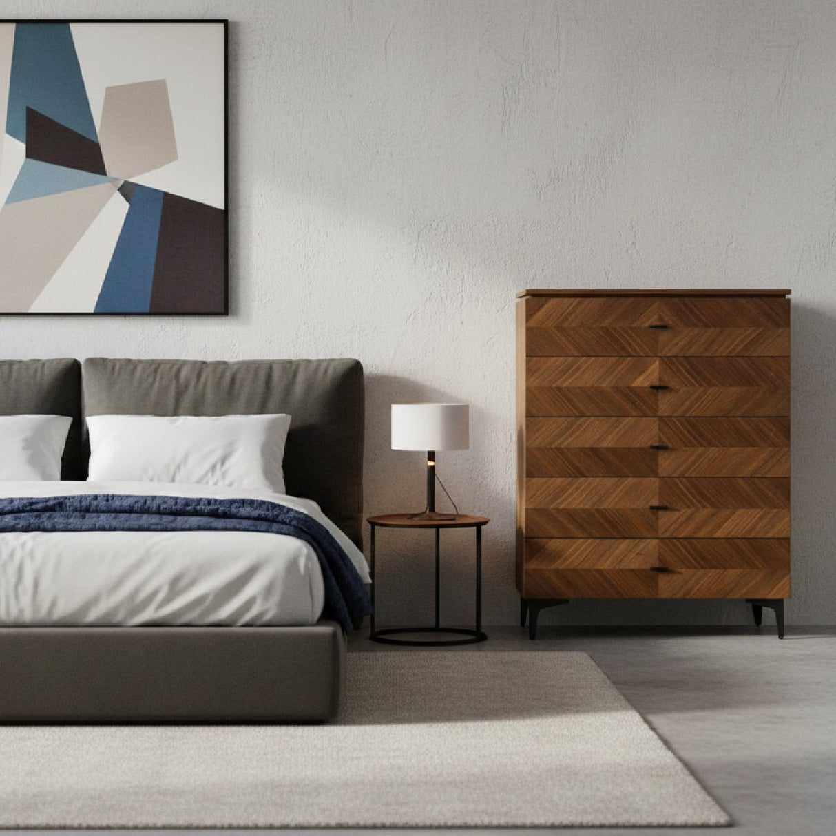 5-Drawer Walnut Veneer Chest | OROA Modern Paula | Oroa.com