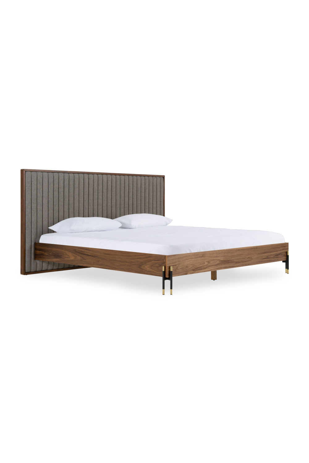Gray Channeled Headboard Bed | Oroa.com