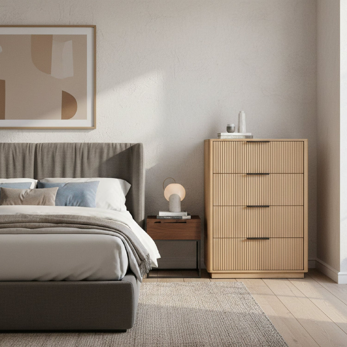 Reeded Wood 4-Drawer Chest | OROA Modern Santa Monica | Oroa.com