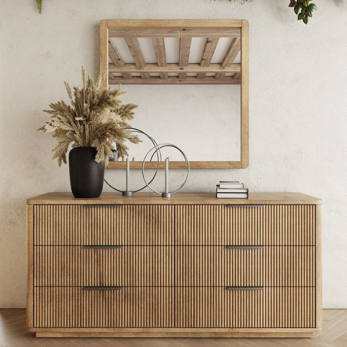 Natural Oak 6-Drawer Dresser – Santa Monica – angled view