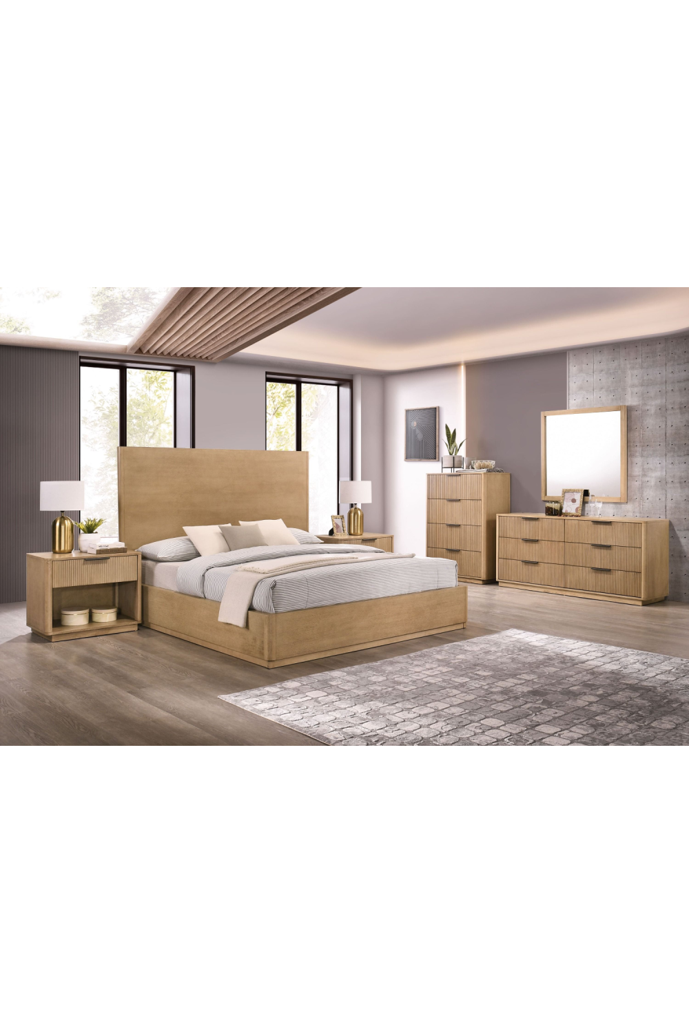 Reeded Wood 1-Drawer Nightstand | Oroa.com
