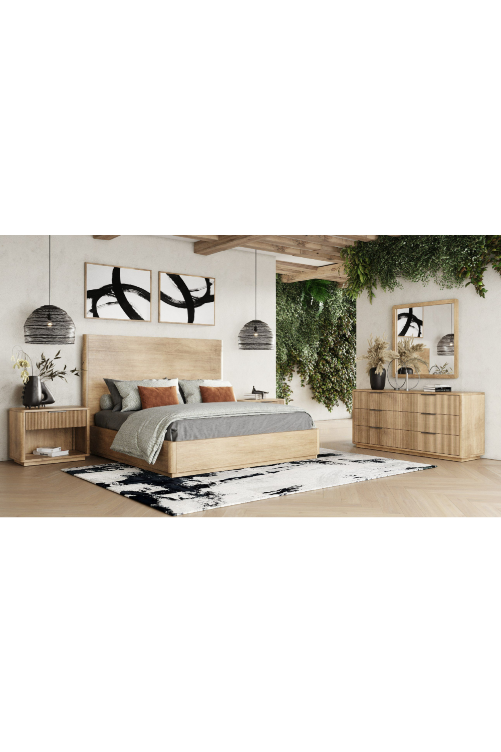 Reeded Wood 1-Drawer Nightstand | Oroa.com