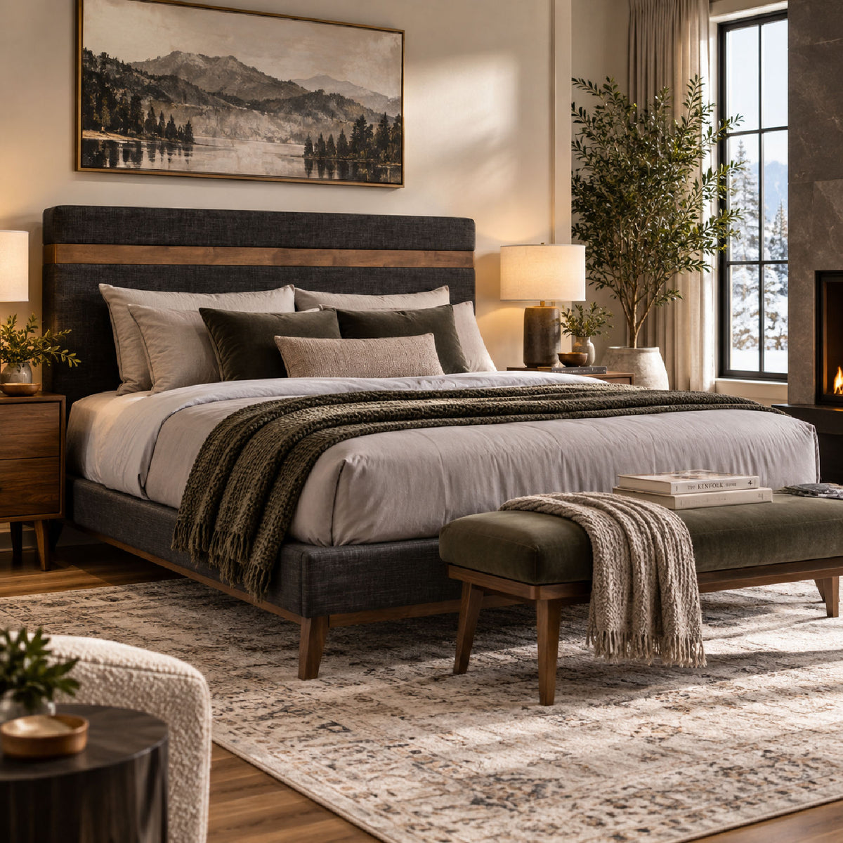Gray Fabric Bed | OROA Modern Dali