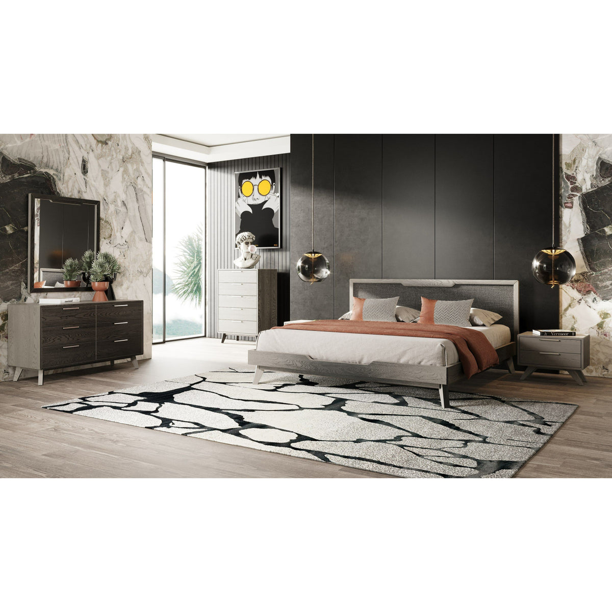 Gray Wash 2-Drawer Nightstand | OROA Modern Soria