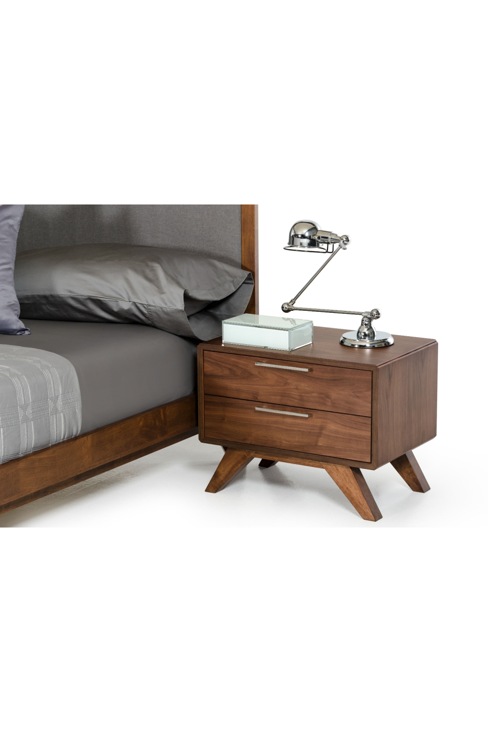 2-Drawer Walnut Nightstand | Oroa.com
