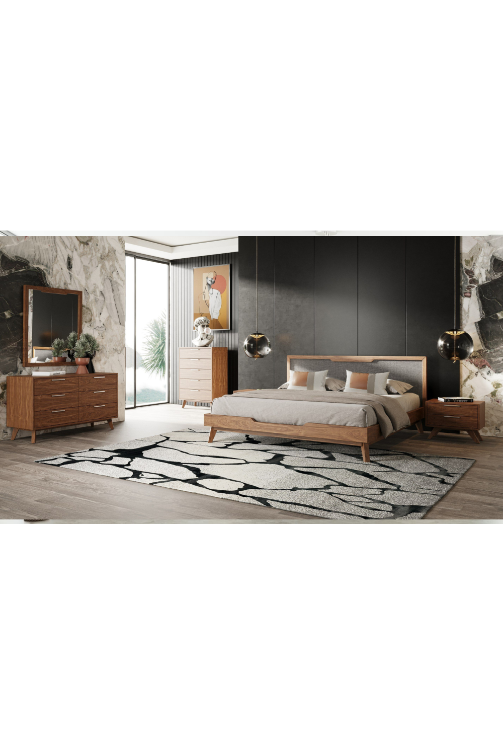 2-Drawer Walnut Nightstand | OROA Modern Soria | Oroa.com
