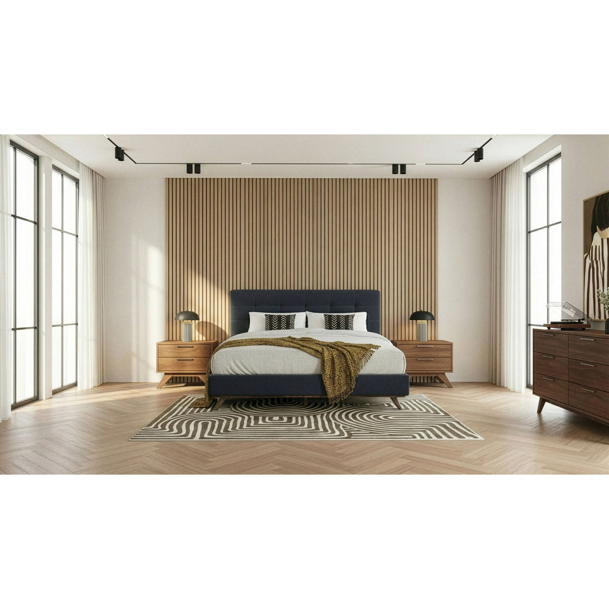Modern European furniture - Gray Fabric Tufted Bed - www.oroa.com