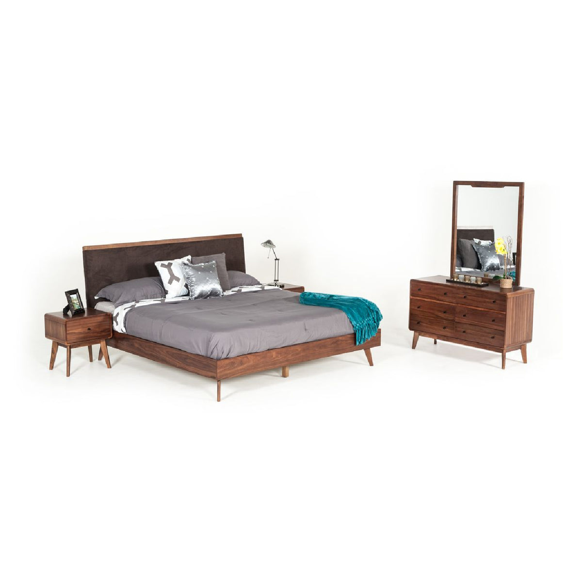 Brown Fabric Bed | OROA Modern Marshall