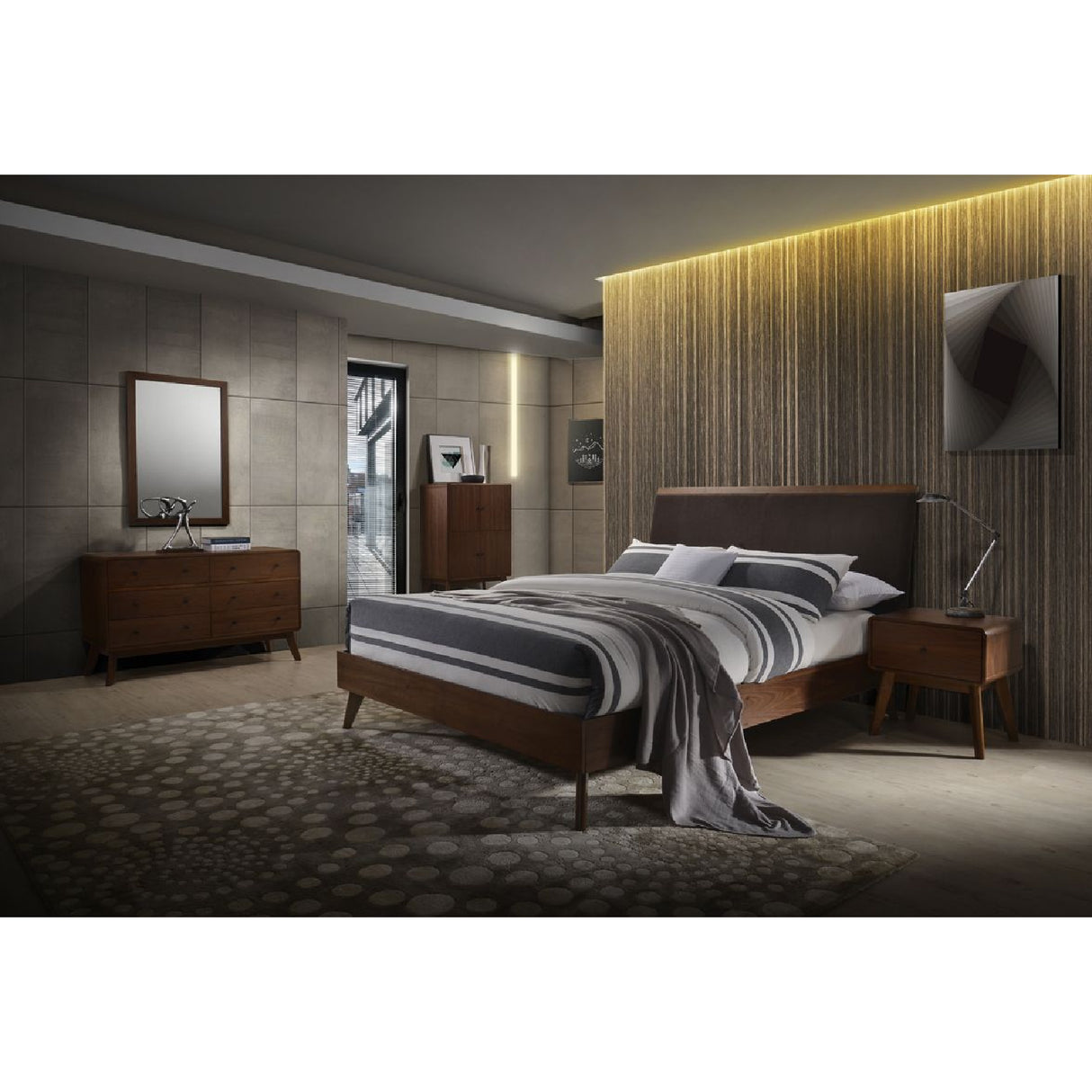 Brown Fabric Bed | OROA Modern Marshall