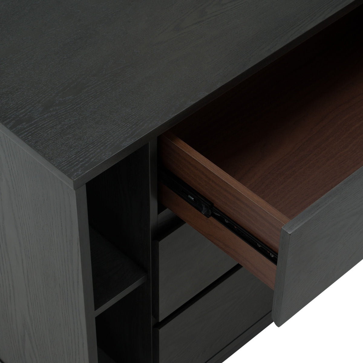 Gray 6-Drawer Dresser with Bookshelves | OROA Modern Jagger