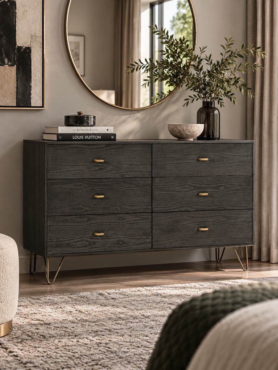 Gray Ash 6-Drawer Dresser | OROA Modern Bryan