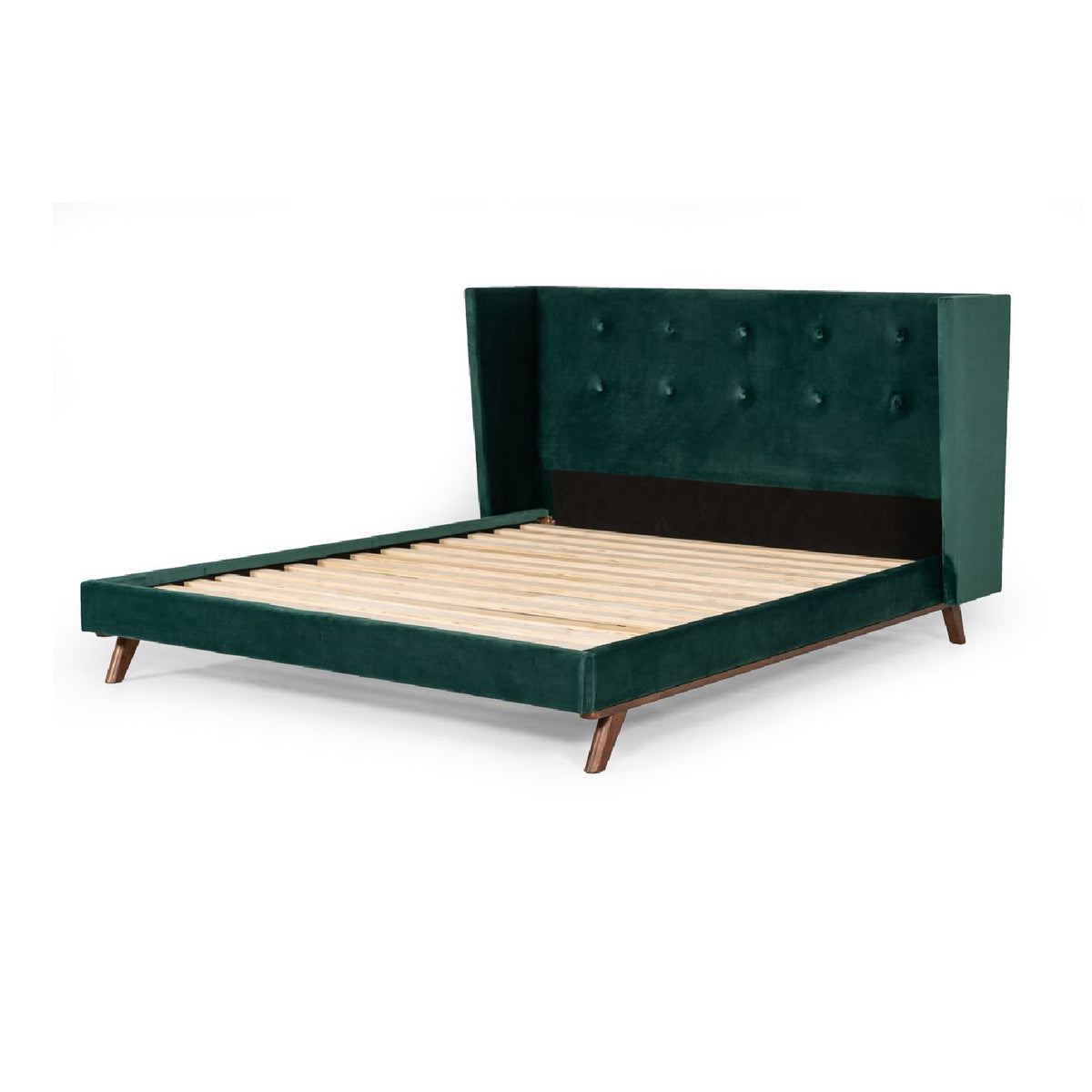 Modern European furniture - Green Velvet Tufted Bed - www.oroa.com