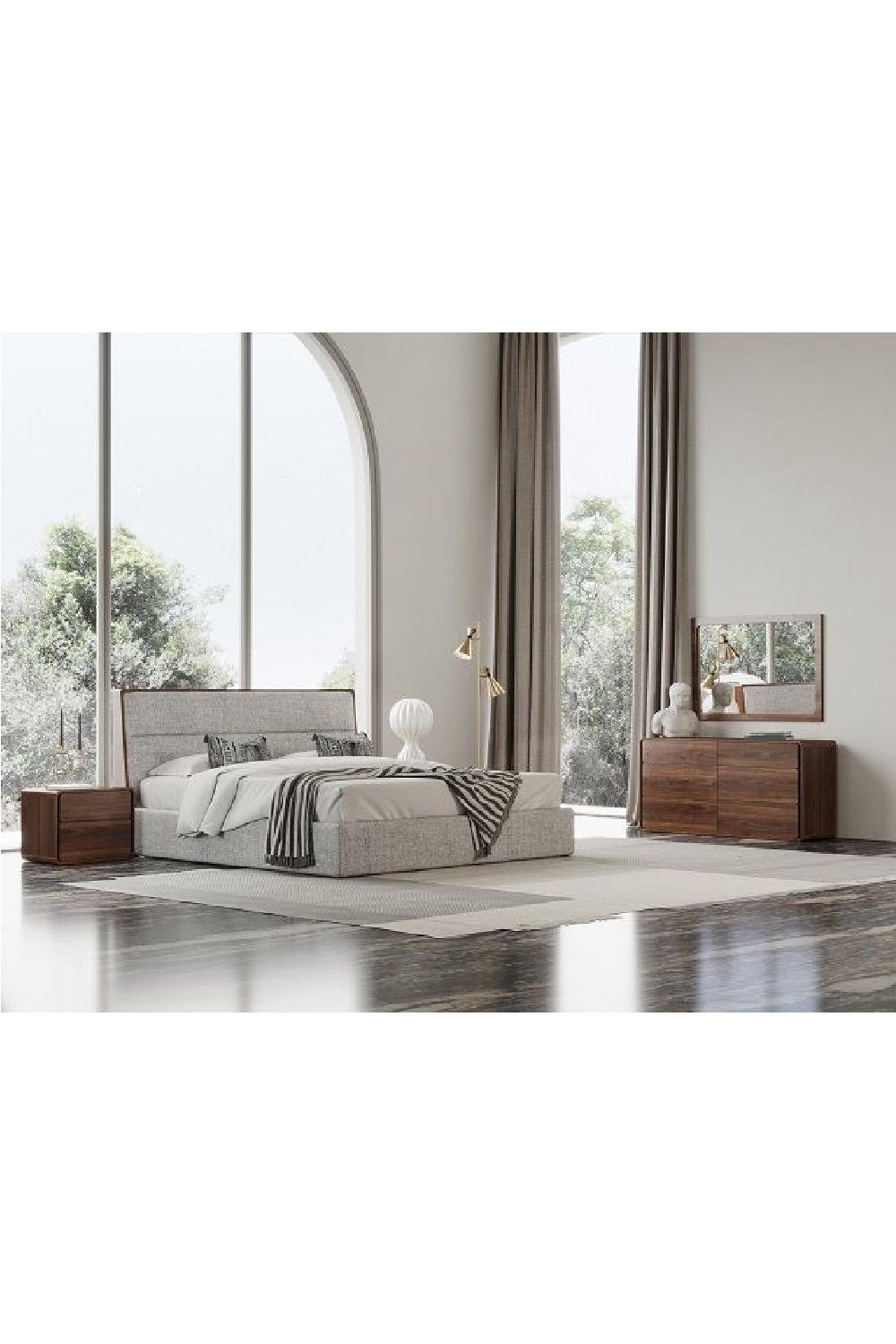 Gray Walnut-Trimmed Bed | OROA Modern Dustin | Oroa.com
